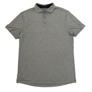 Lululemon Evolution Polo Shirt L Mini Stripe Sage Green Golf Stretch Performance